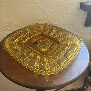 Vintage Yellow Glass Plate